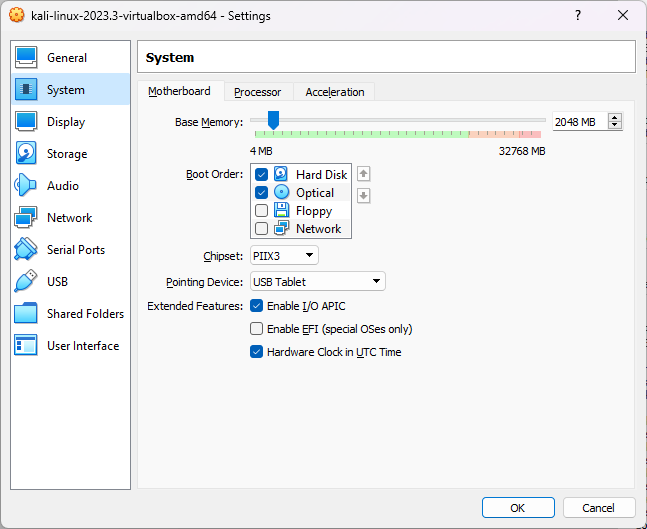 VirtualBox Settings