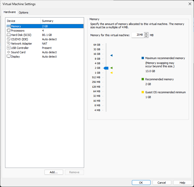 VMware Settings